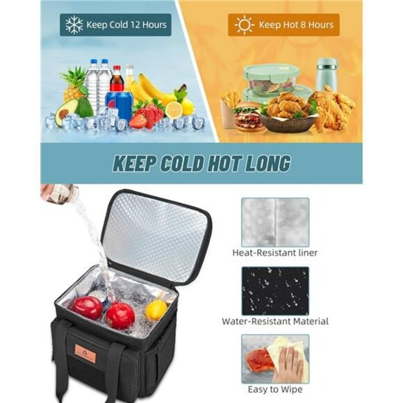 Large insulated tactical lunch bag waterproof leakproof cooler for work and trav - Picture 5 of 7